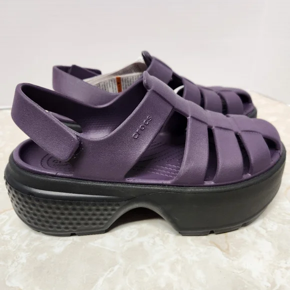 New Crocs Stomp Fisherman Sandal Unisex Size Men 5 / Women 7 Dark Purple - Picture 2 of 10